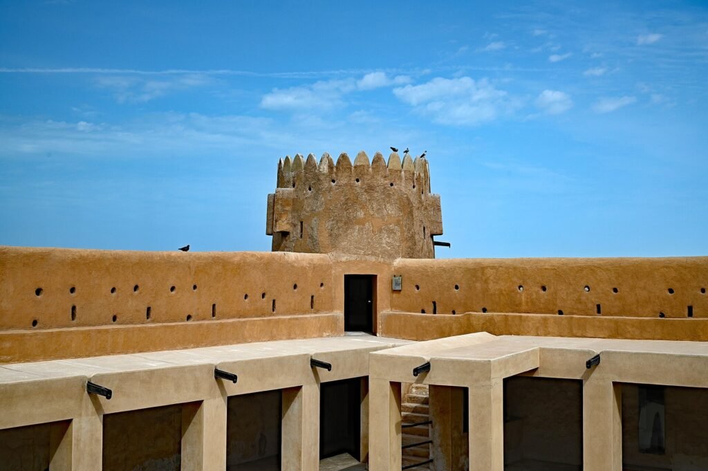 Round tower and inner courtyard rooms of Al Zubarah Fort