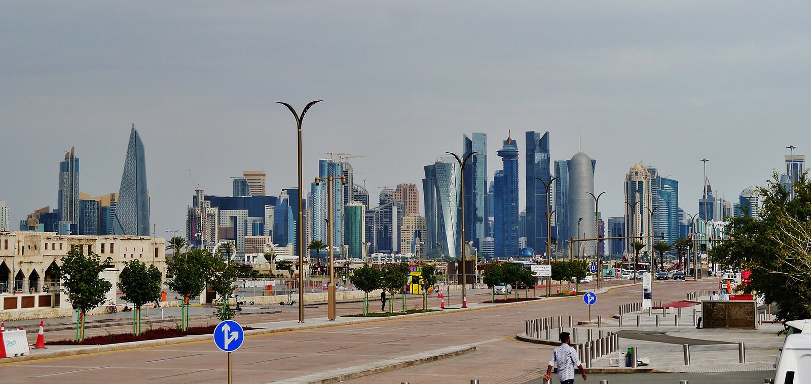 The West Bay skyline of Doha seen across the bay from the Corniche