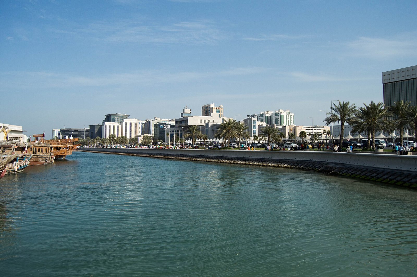 The basin of Old Doha Port with the Doha waterfront behind, before its redevelopment