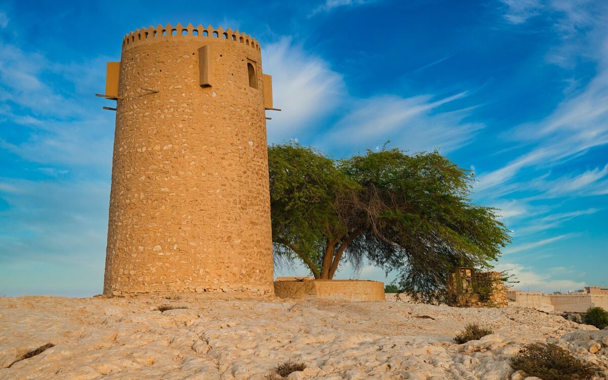 Al Khor Towers watchtower, a restored stone tower on the Al Khor coast