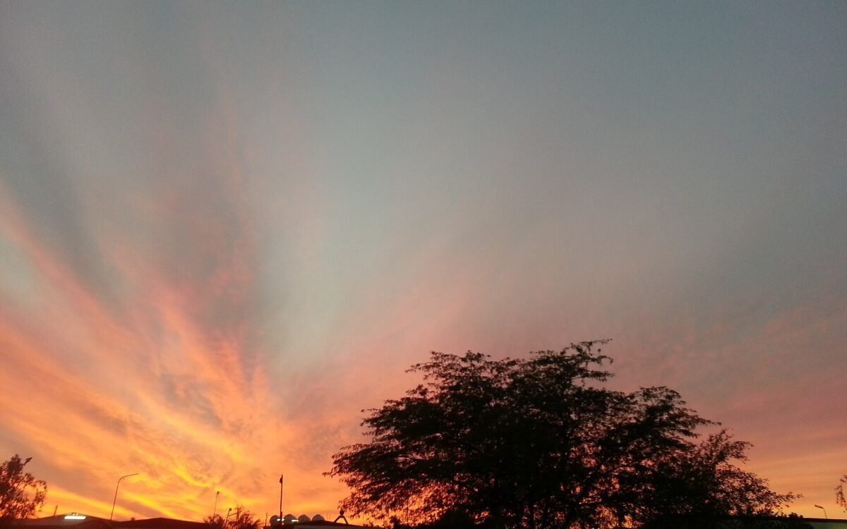 Sunset over the Qatari desert in winter