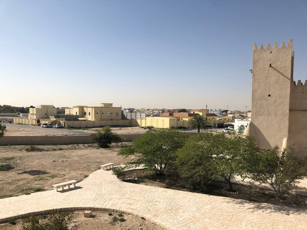 View over the rooftops of Umm Salal Mohammed from the historic towers